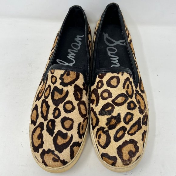 Sam Edelman Leopard Cheetah Loafers Hair Leather Loafers 9M Mob Wife Maximalist - Picture 3 of 9